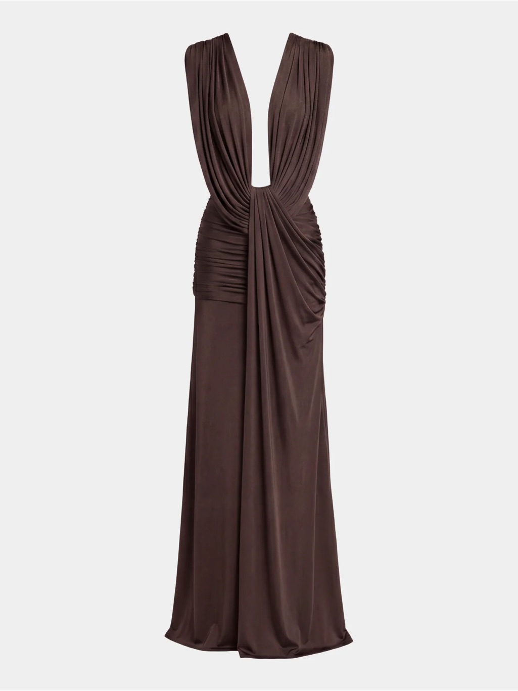 Heiress Plunge Drape Gown Dress Brown Size Xs Nwt